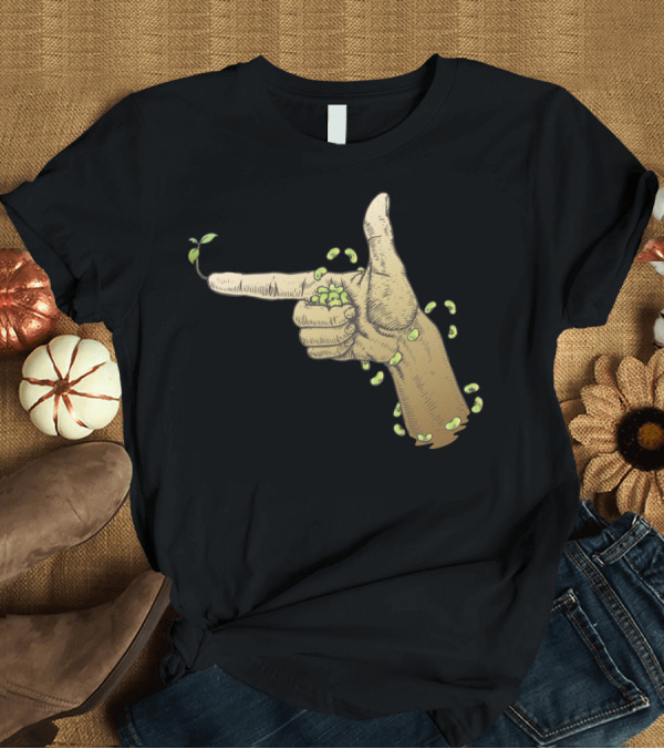 T-Shirt: Reload Hand Gesture with Sprouting Seeds and Leaves T-Shirt Reload Hand Gesture with Sprouting Seeds and Leaves T-Shirt