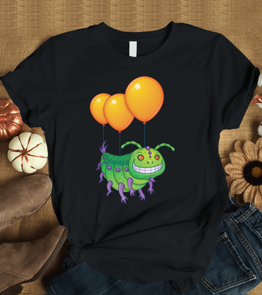 Impatient Caterpillar Floating with Balloons T-Shirt