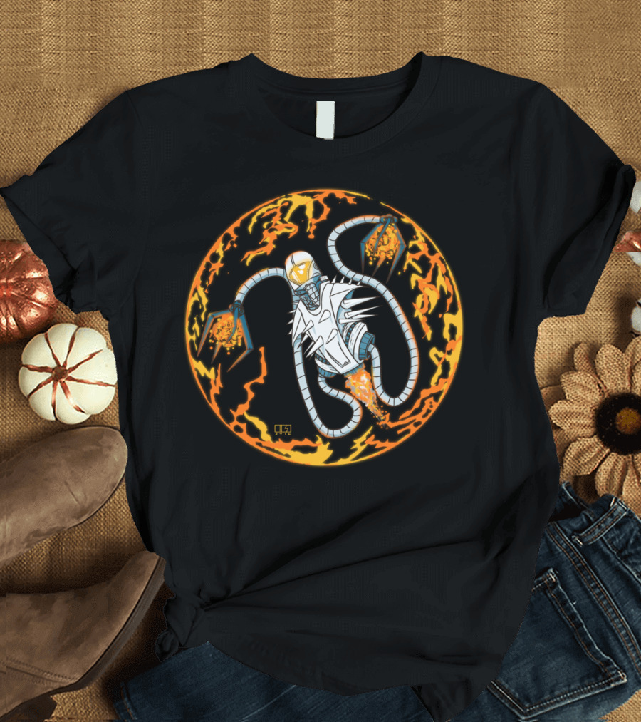 Fireball Robot in Flaming Orb T-Shirt