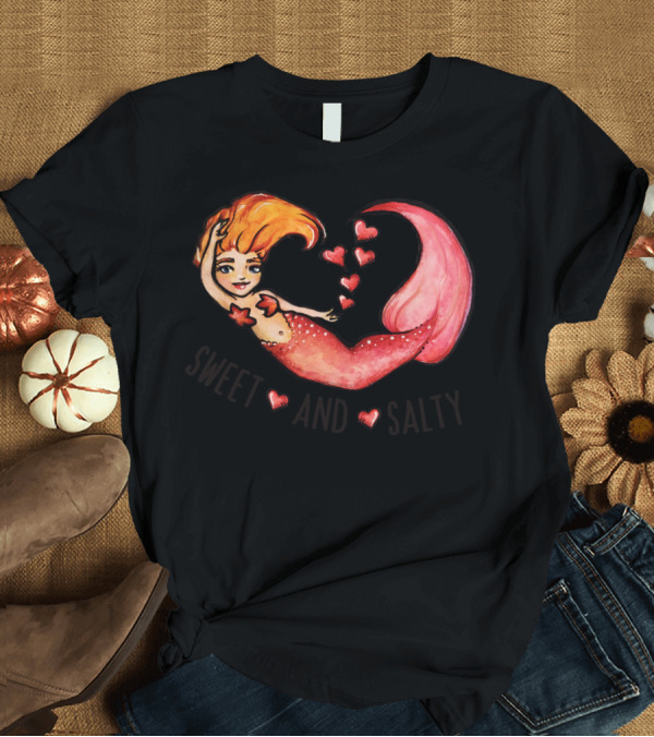 T-Shirt: Sweet and Salty Mermaid with Red Hearts T-Shirt Sweet and Salty Mermaid with Red Hearts T-Shirt