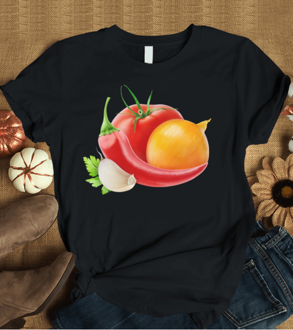 T-Shirt: Tomato and Spices Collection Garlic Onion Chili Pepper Parsley T-Shirt Tomato and Spices Collection Garlic Onion Chili Pepper Parsley T-Shirt