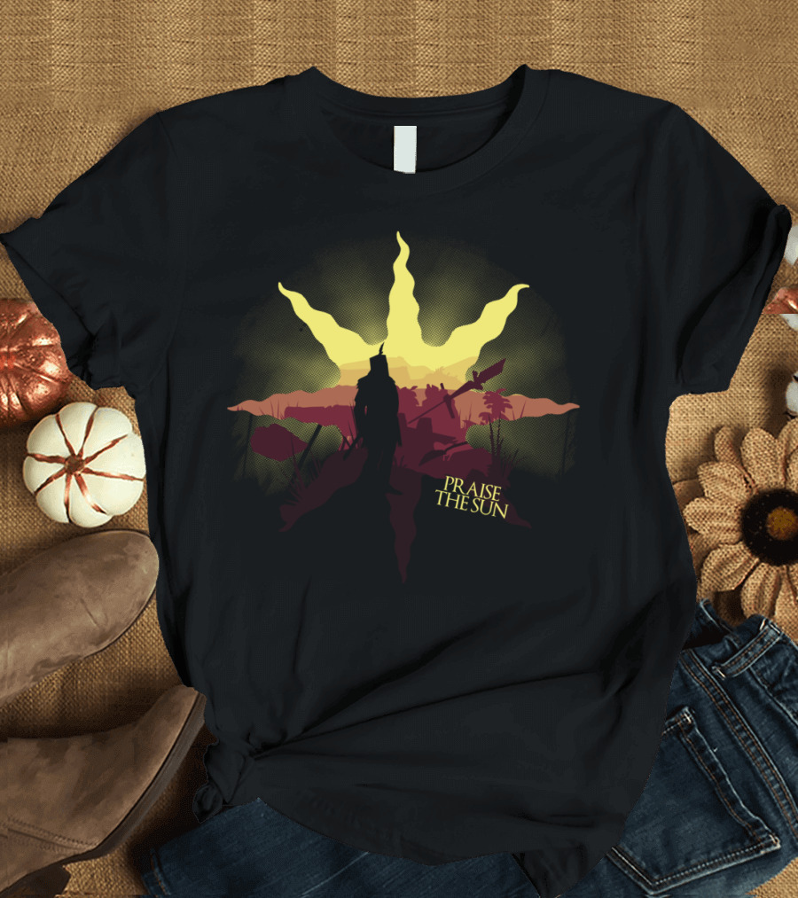 Dark Souls Silhouette Praise the Sun Iconic Gesture Fantasy T-Shirt