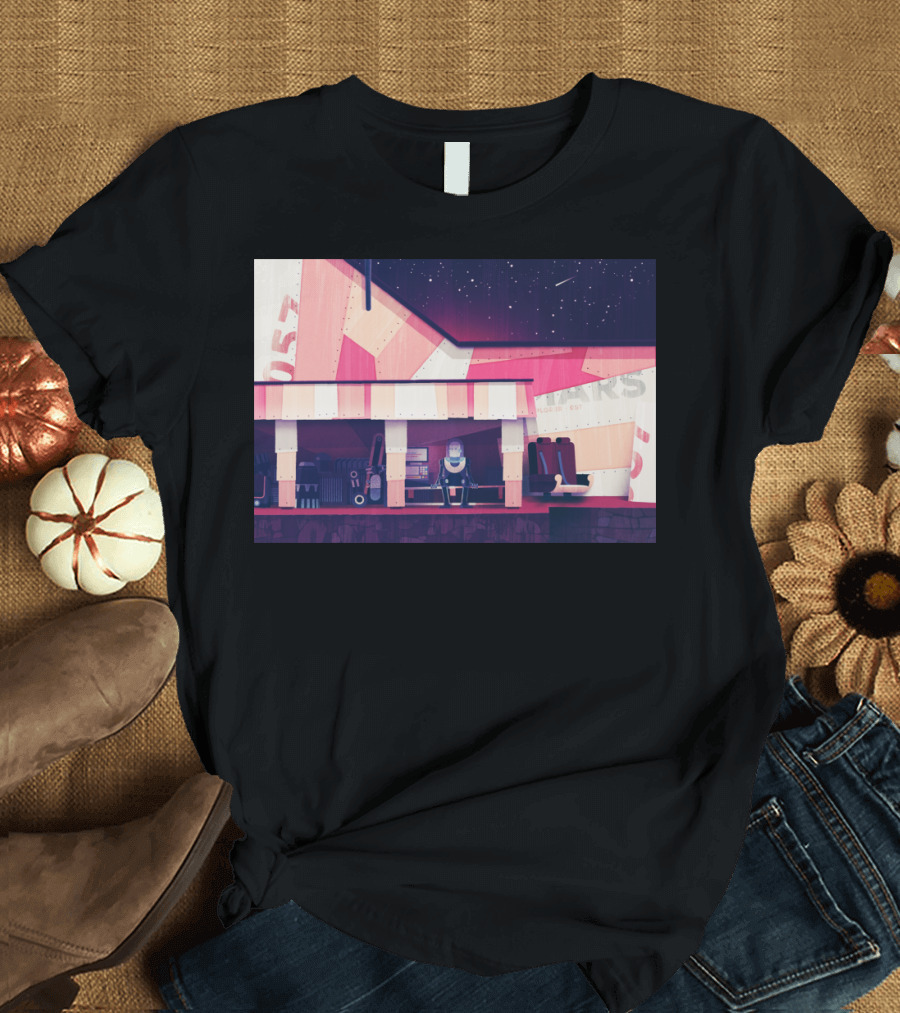 Lost In Space Diner Under Starry Night Sky T-Shirt