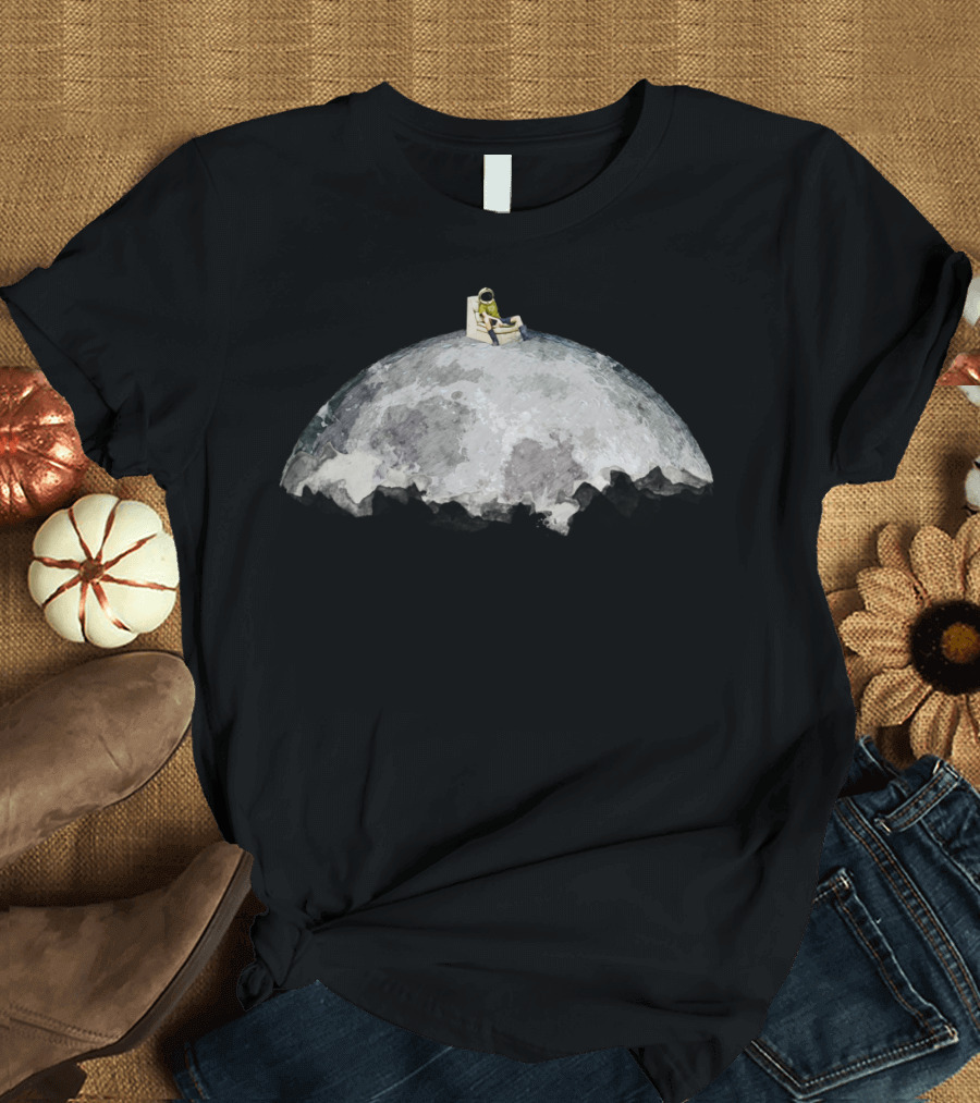 Lost In Space Astronaut Sitting on Moon T-Shirt