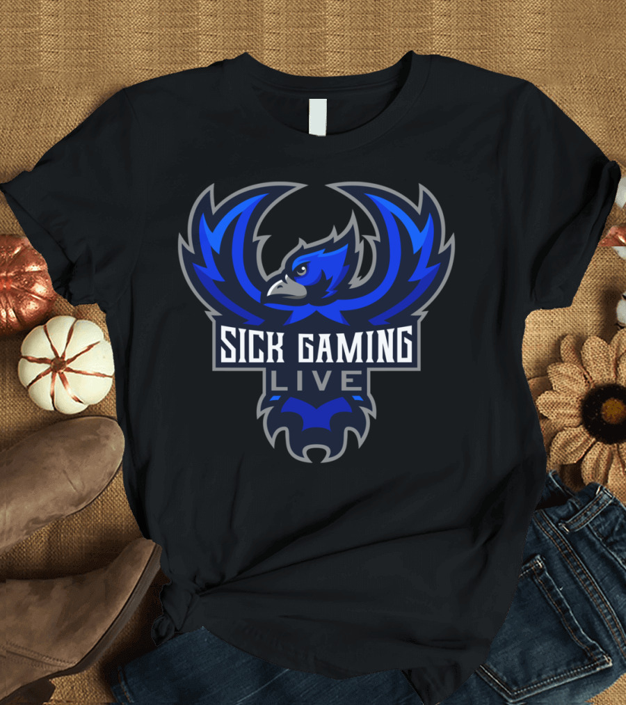 Sick Gaming Live Blue Phoenix Bird Emblem T-Shirt