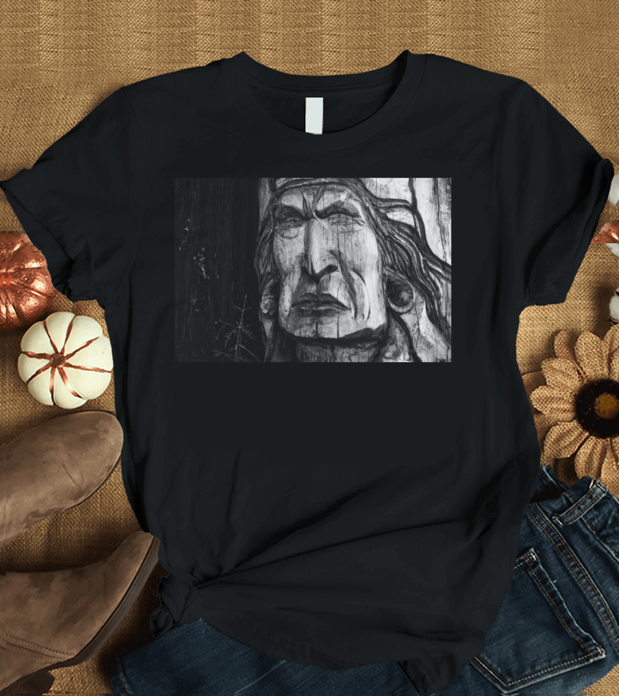 Indian Head Native American Carved Face T-Shirt