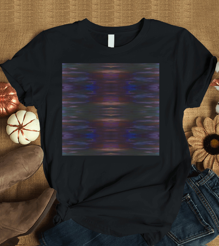 Indigo Reflections Symmetrical Abstract T-Shirt