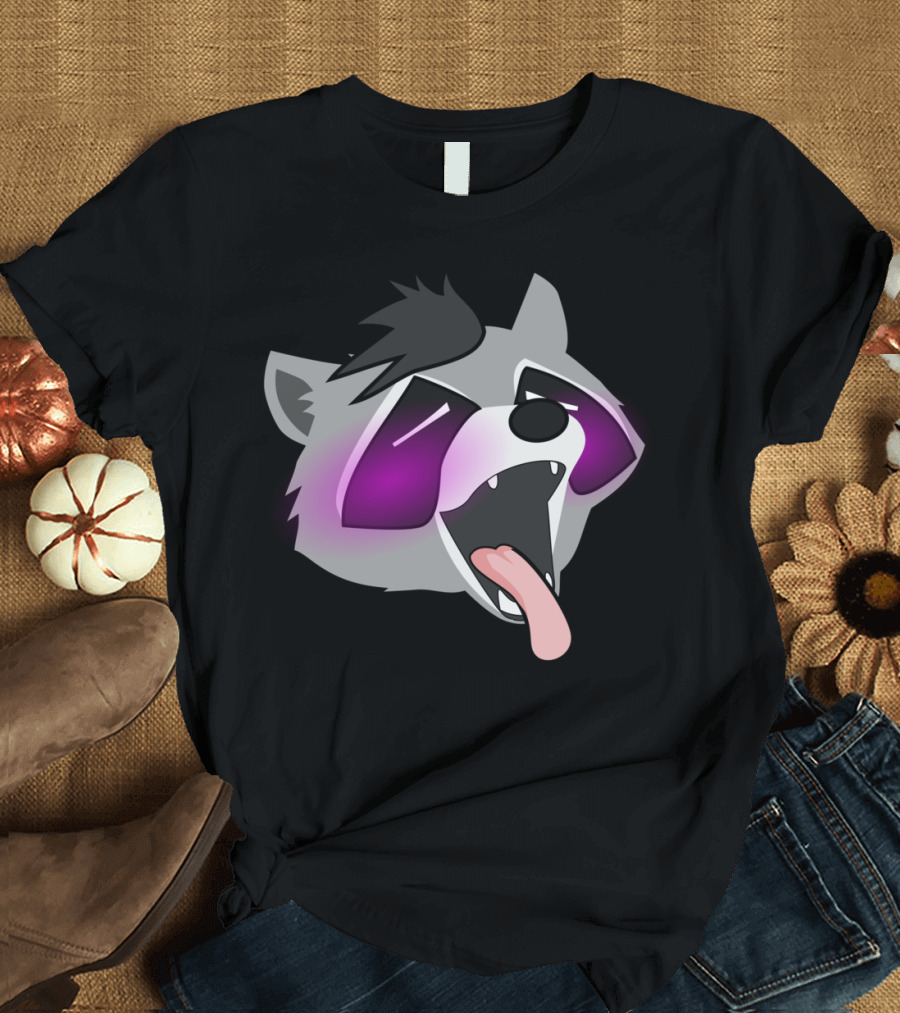 Raccoon MugGasm Purple Shades Tongue Out T-Shirt
