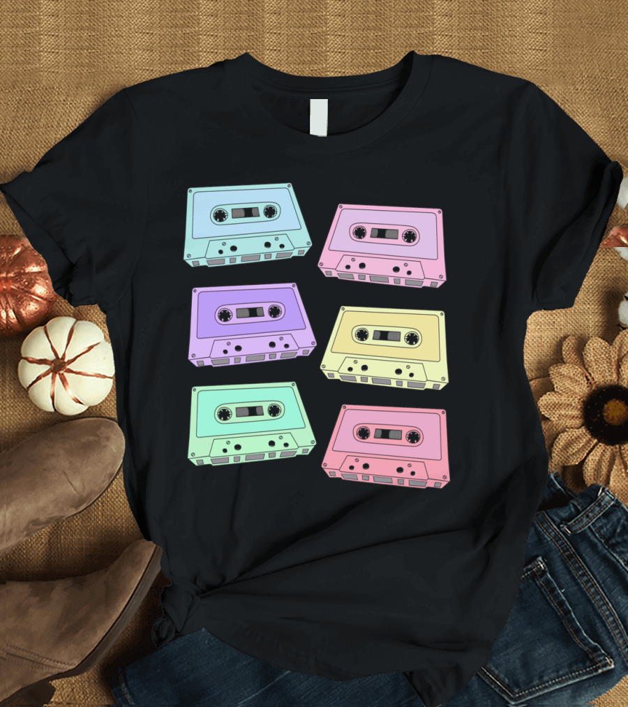 Retro Multi Colored Mixtapes Cassette Set T-Shirt
