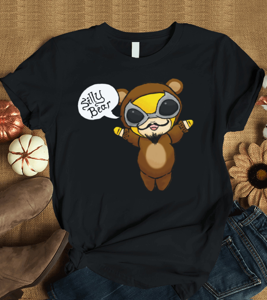 Silly Bear Cute Cartoon Character in Bear Onesie with Sunglasses T-Shirt