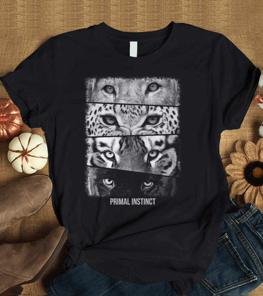 Primal Instinct Lion Cheetah Tiger Leopard Eyes T-Shirt
