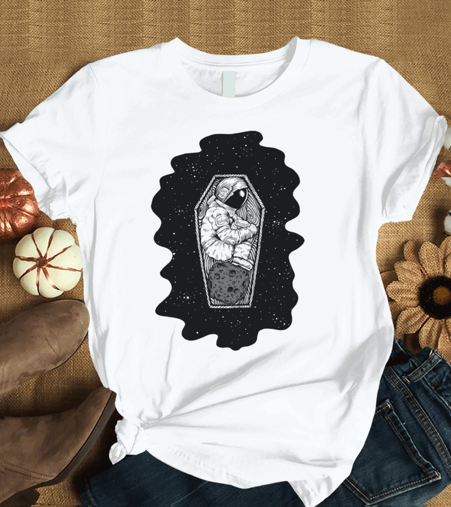No More Space Astronaut in Coffin Floating Above Moon T-Shirt