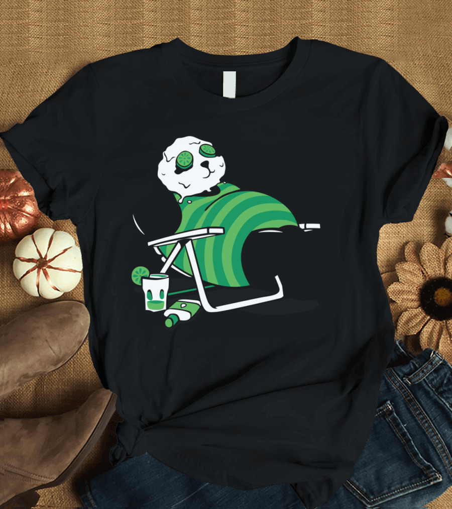 Panda Sunbathe Relaxing with Lime Slices and Juice Drink T-Shirt