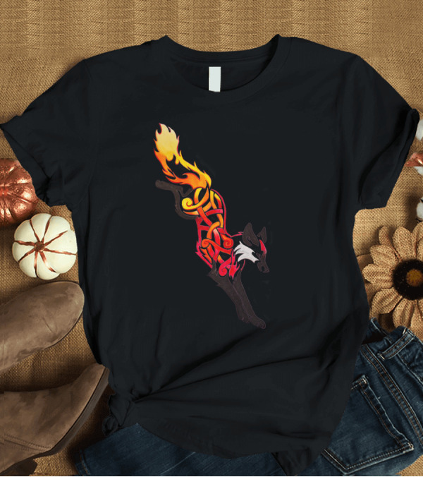 T-Shirt: Flaming Celtic Fox Fire T-Shirt Flaming Celtic Fox Fire T-Shirt