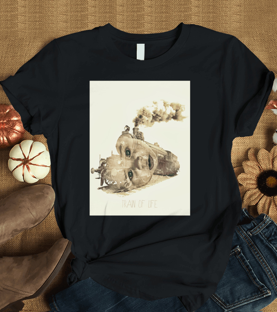 Train Of Life With Surreal Locomotive Face T-Shirt