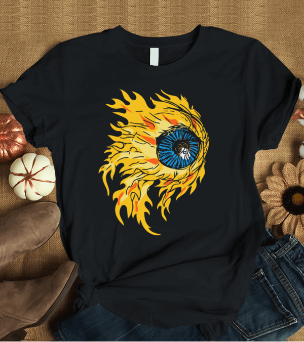 T-Shirt: Flaming Eyeball Fire Drawing Blue Iris Flames T-Shirt Flaming Eyeball Fire Drawing Blue Iris Flames T-Shirt