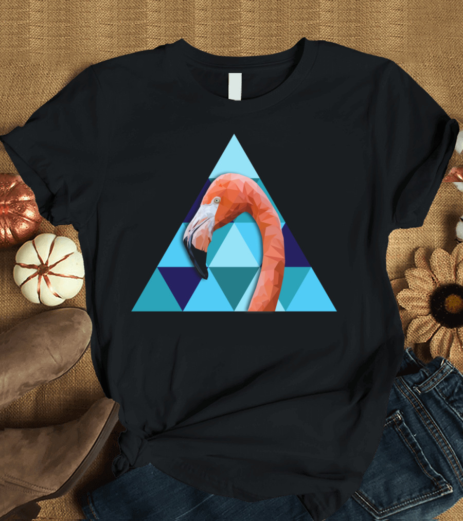 Geometric Flamingo Triangle T-Shirt