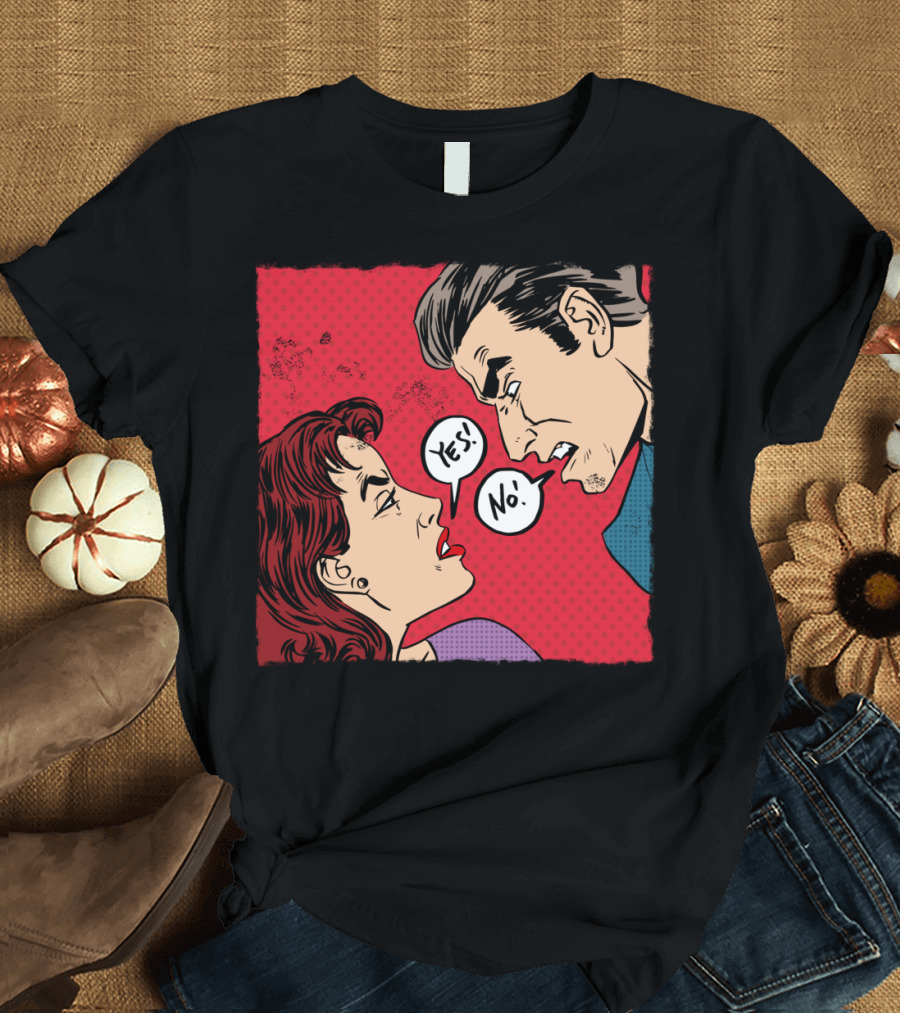 Retro Comic Pop Art Yes No Showdown T-Shirt