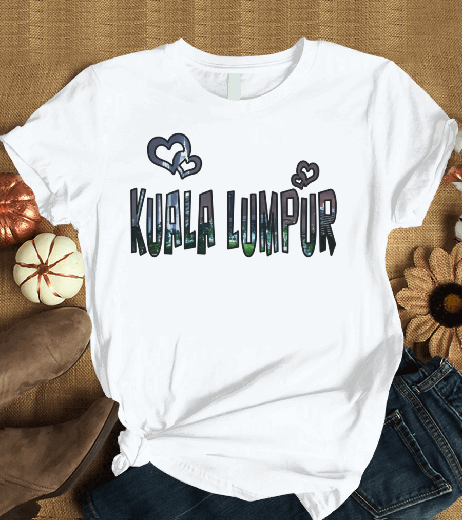 Kuala Lumpur Skyline with Heart Symbols T-Shirt