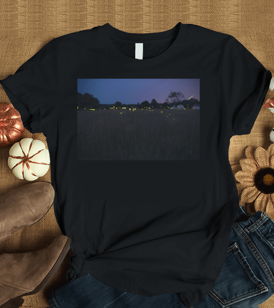 Lanterns In The Sky GroundGl Fireflies Night Landscape Scene T-Shirt