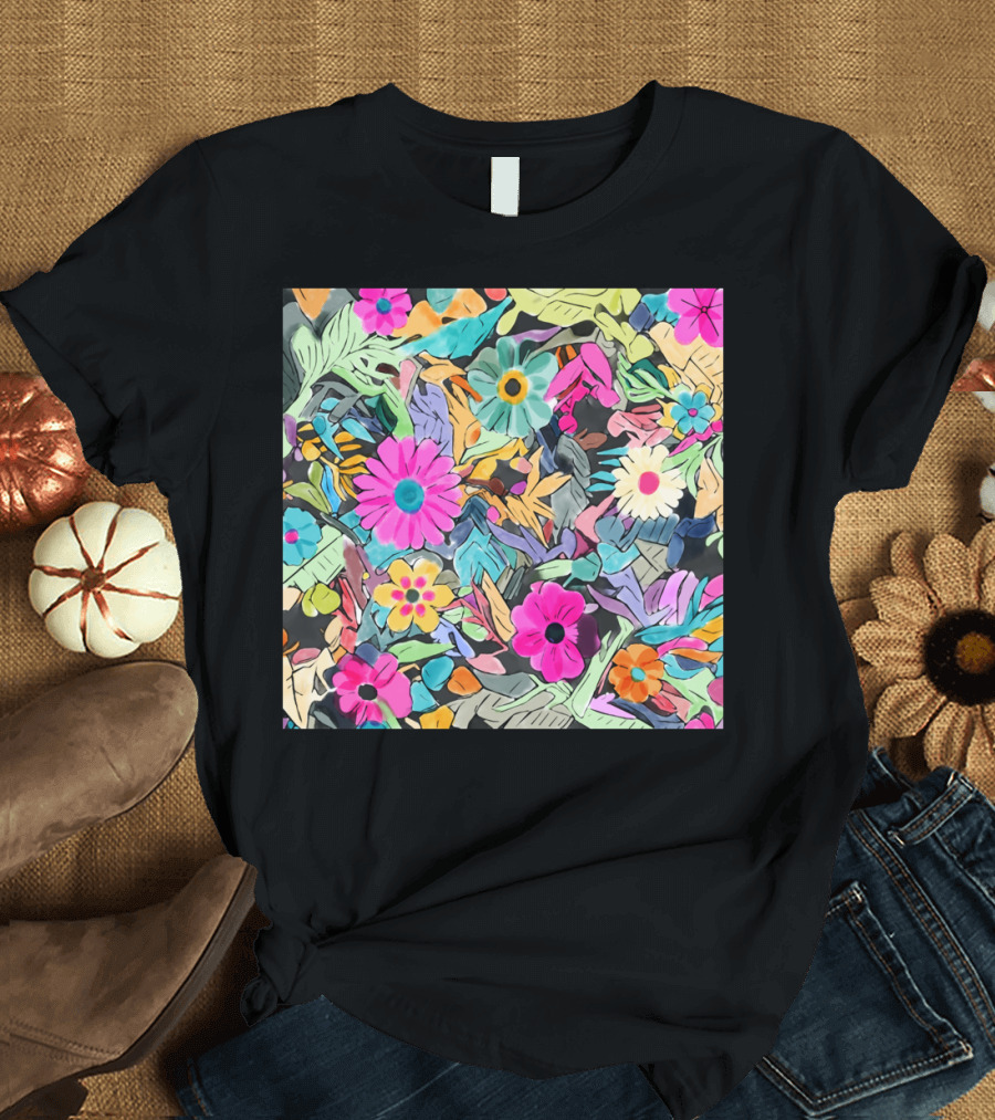 Floral Joy Vibrant Colorful Garden Blooms T-Shirt