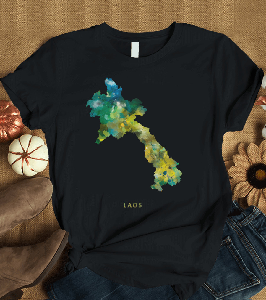 Laos Watercolor Map T-Shirt