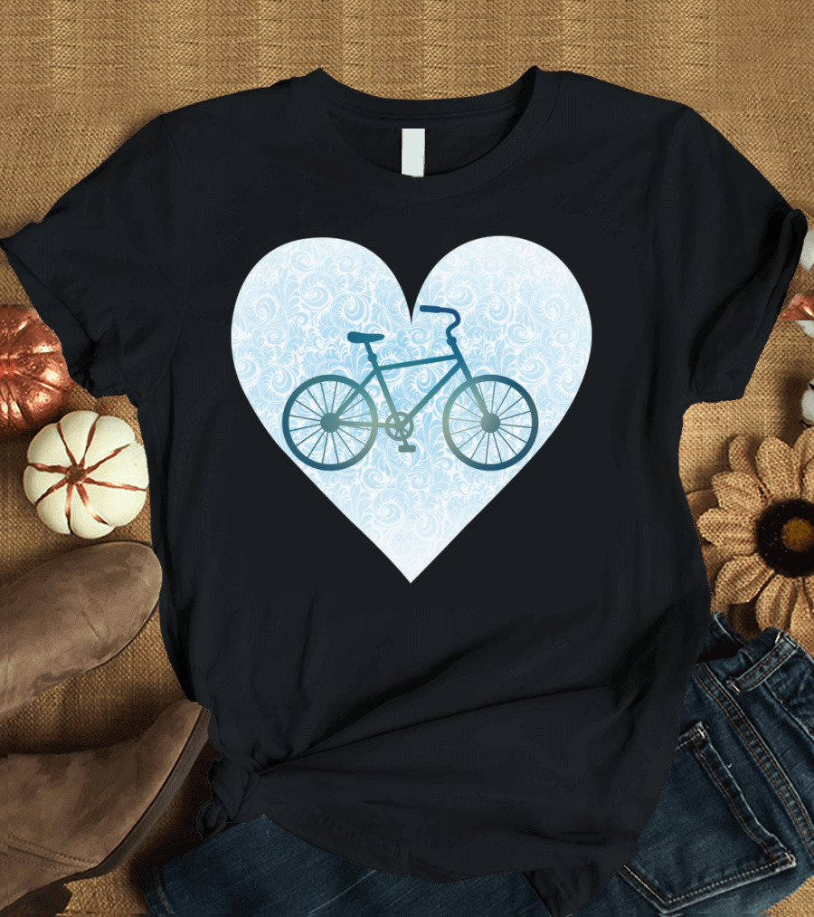 Love My Bike Heart Pattern Bicycle T-Shirt