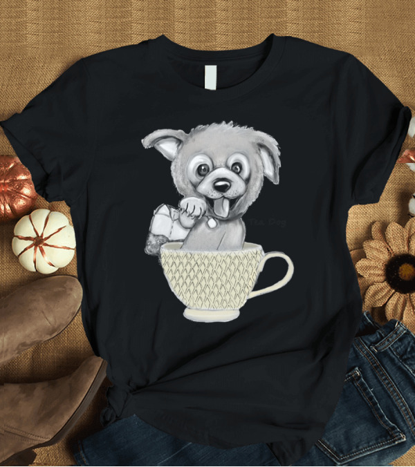 T-Shirt: Tea Dog in Teacup with Bag T-Shirt Tea Dog in Teacup with Bag T-Shirt