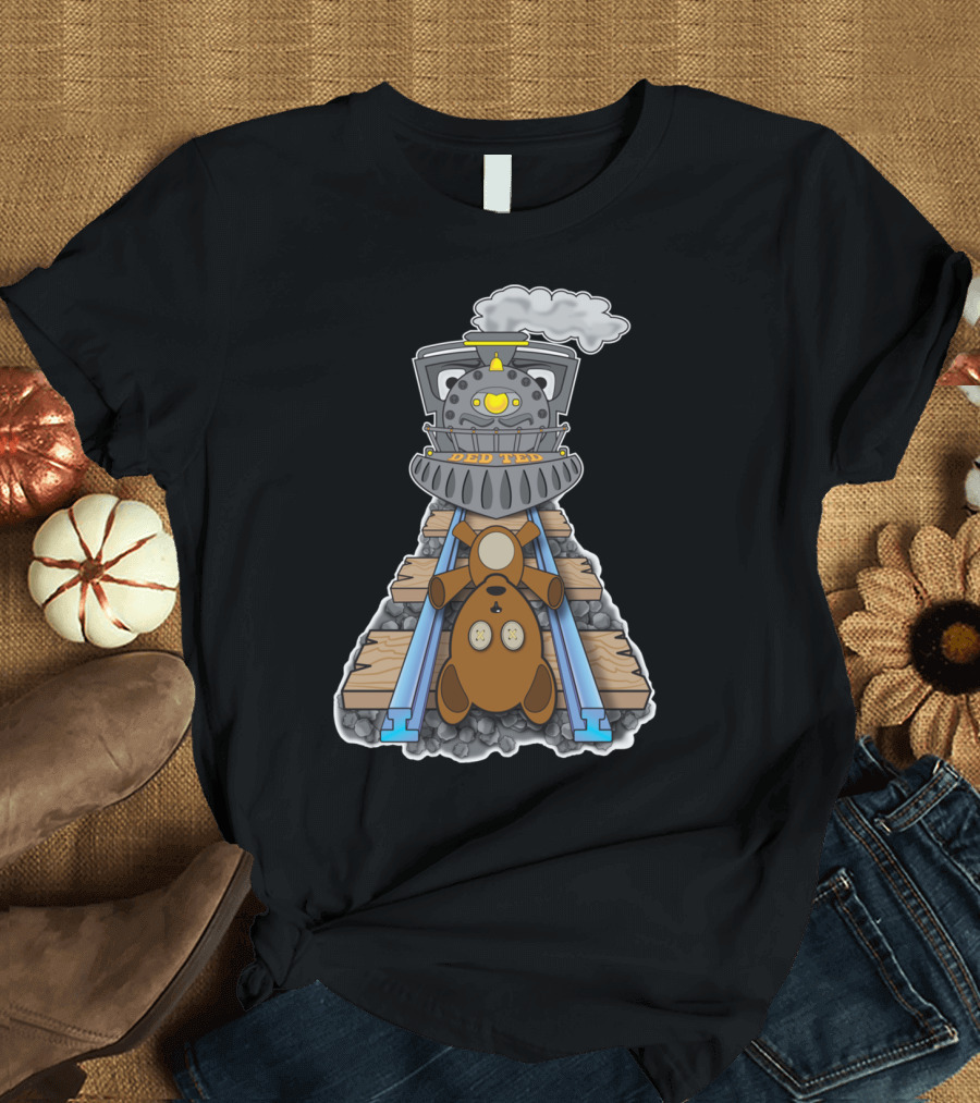 Ded Ted On The Tracks Bear with Train T-Shirt