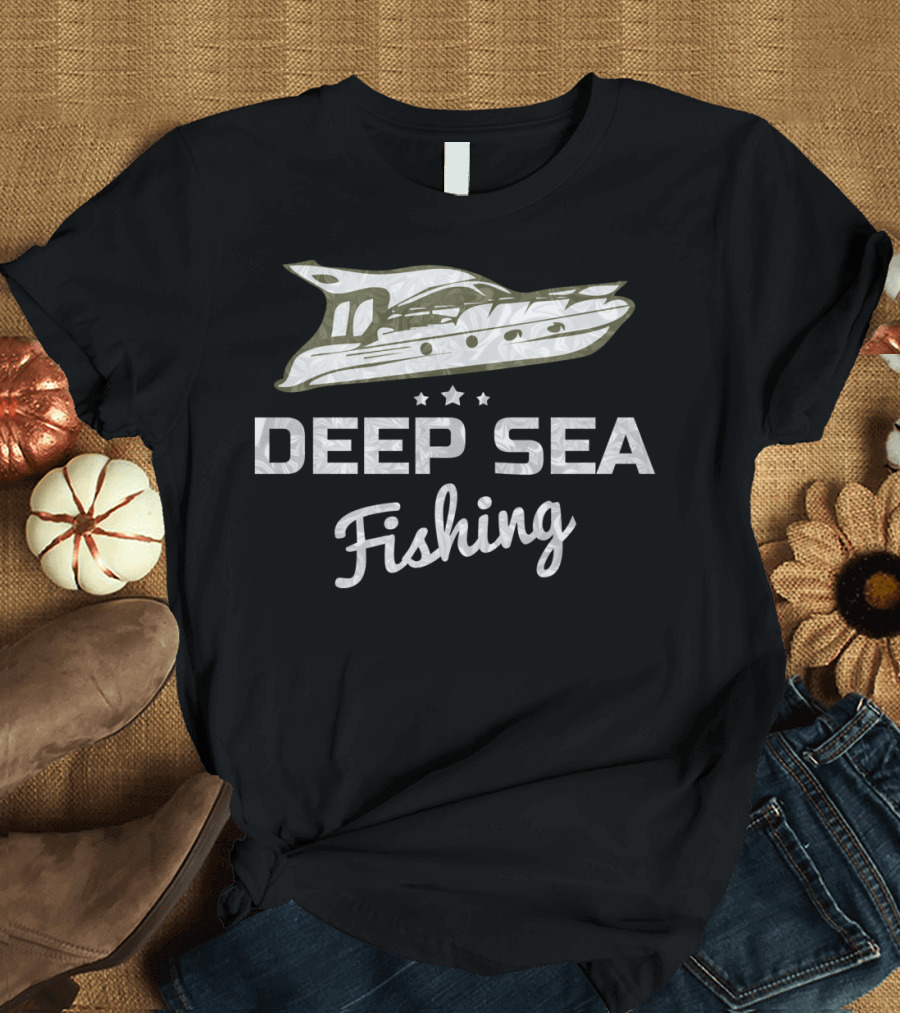 Deep Sea Fishing Yacht with Three Stars T-Shirt