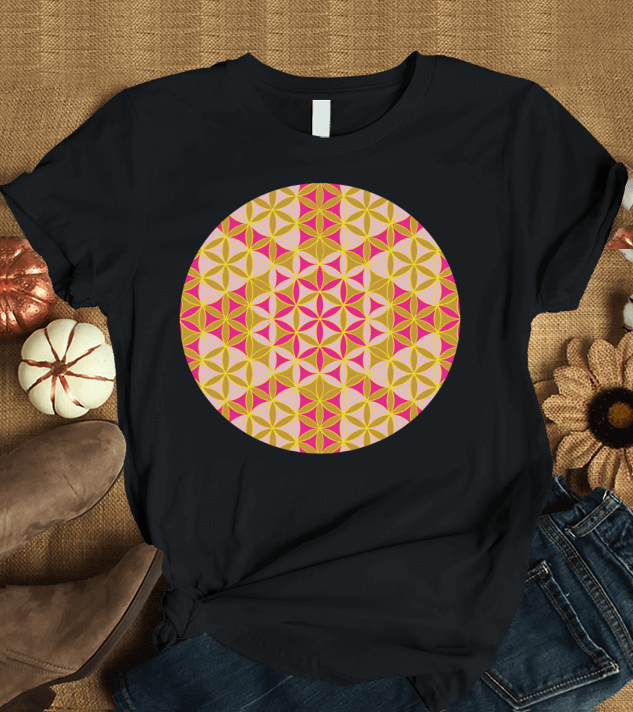 Flower Of Life Geometric Pattern Circle T-Shirt