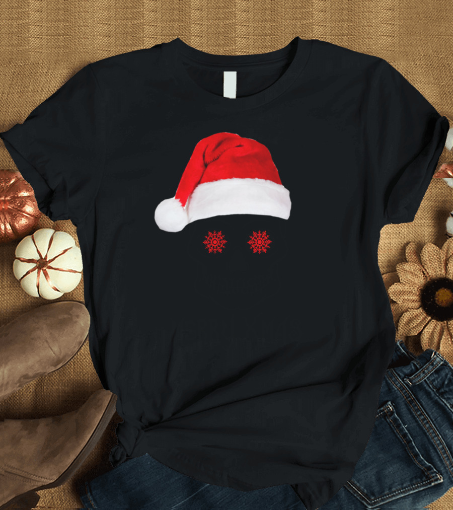 Merry Xmas Skull Santa Hat Snowflake Eyes T-Shirt