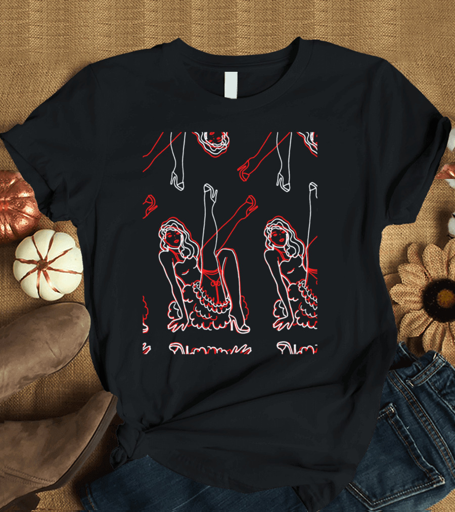 North Beach Girl Neon Vintage Style Burlesque Dancer T-Shirt