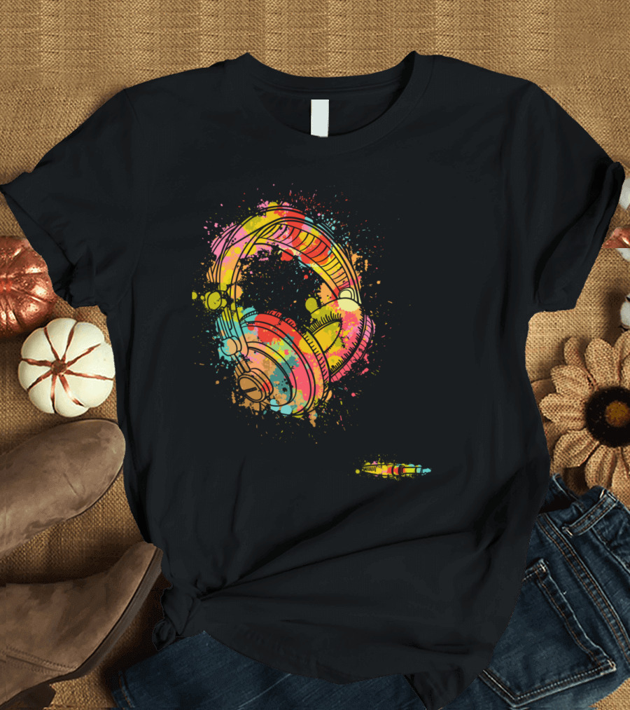 Music Please Colorful Headphones with Splash T-Shirt