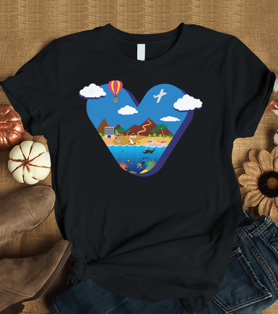 Paradise Island Adventure Hot Air Balloon and Ocean Exploration T-Shirt