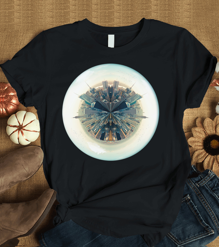 New York City Skyline in Circular Parallel Perspective T-Shirt