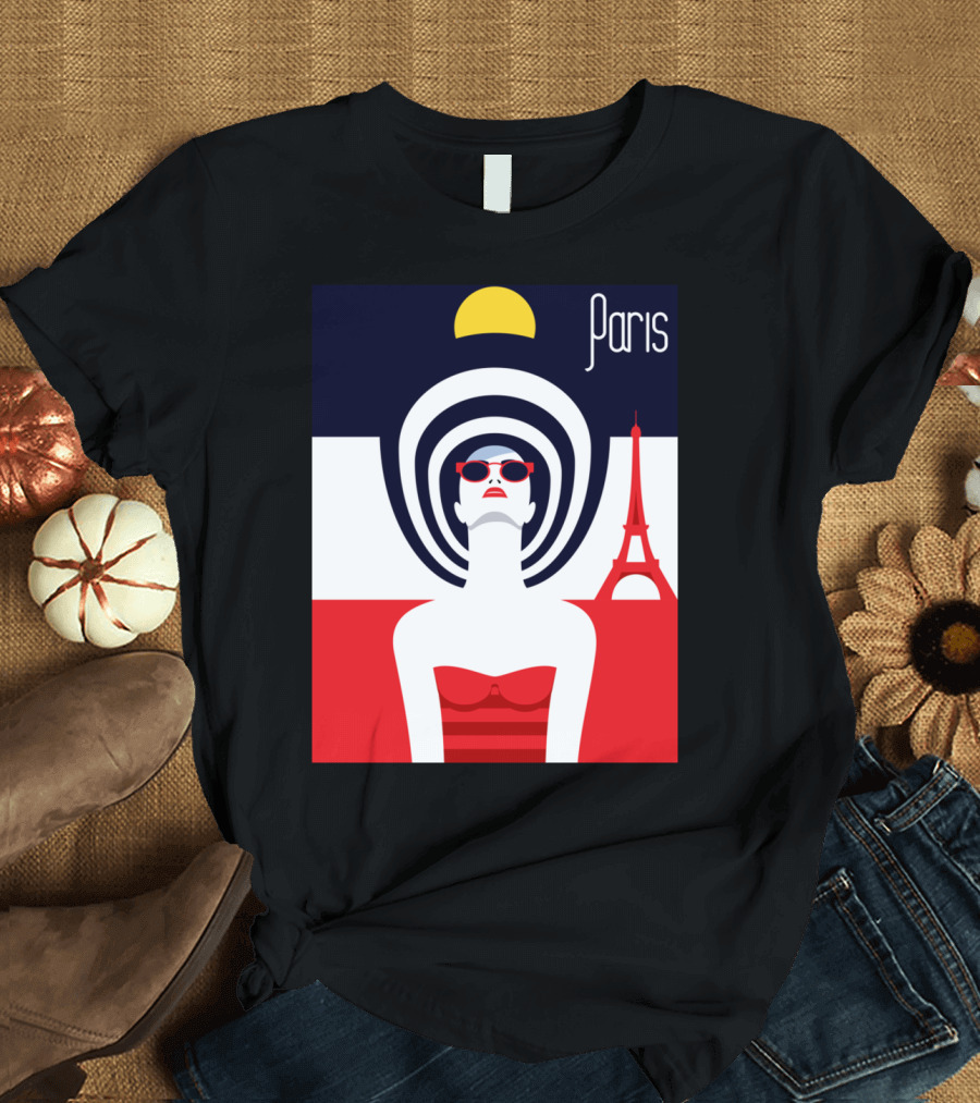 Paris Retro Chic with Eiffel Tower Elements T-Shirt