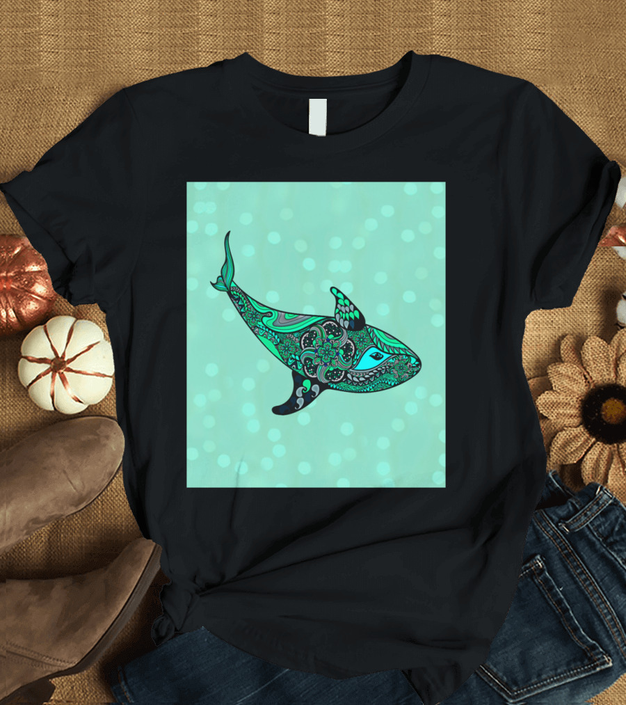 Love Whale Intricate Pattern Bubbles T-Shirt