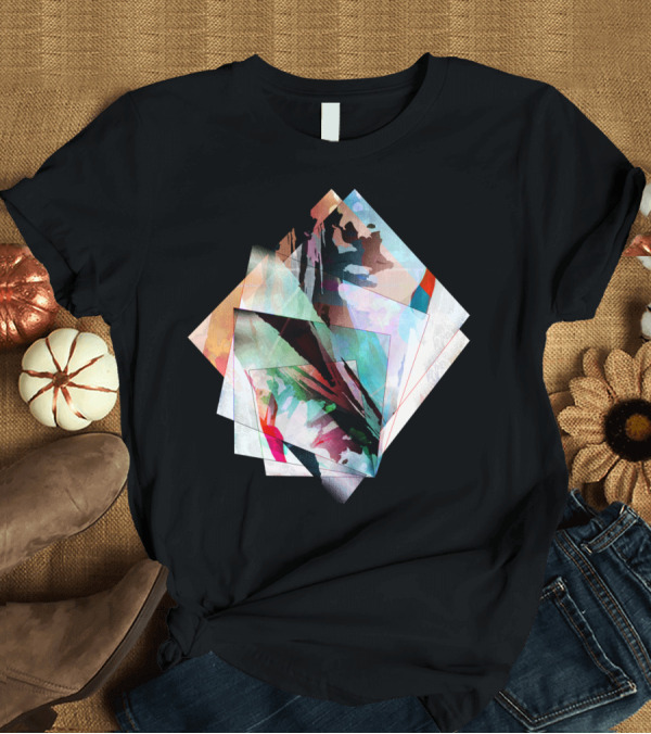T-Shirt: Triangular Dreams in Multicolored Abstract Layers T-Shirt Triangular Dreams in Multicolored Abstract Layers T-Shirt
