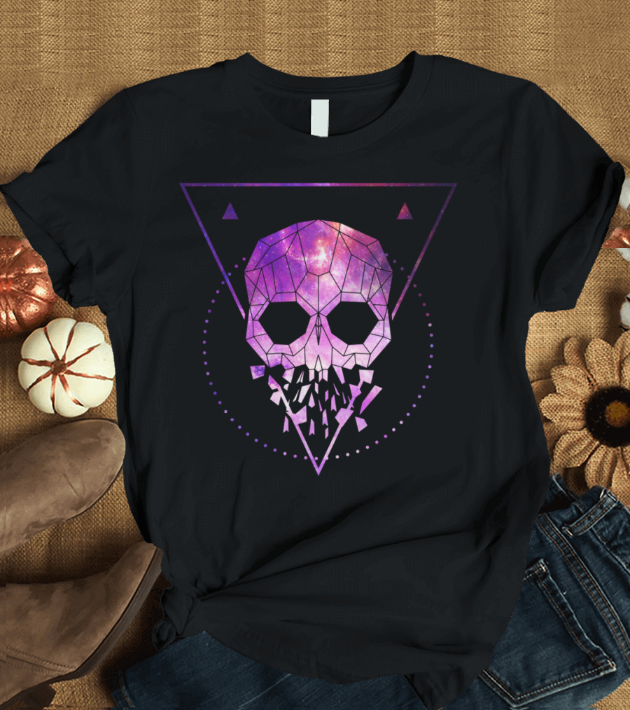 Break It Down Geometric Galaxy Skull T-Shirt