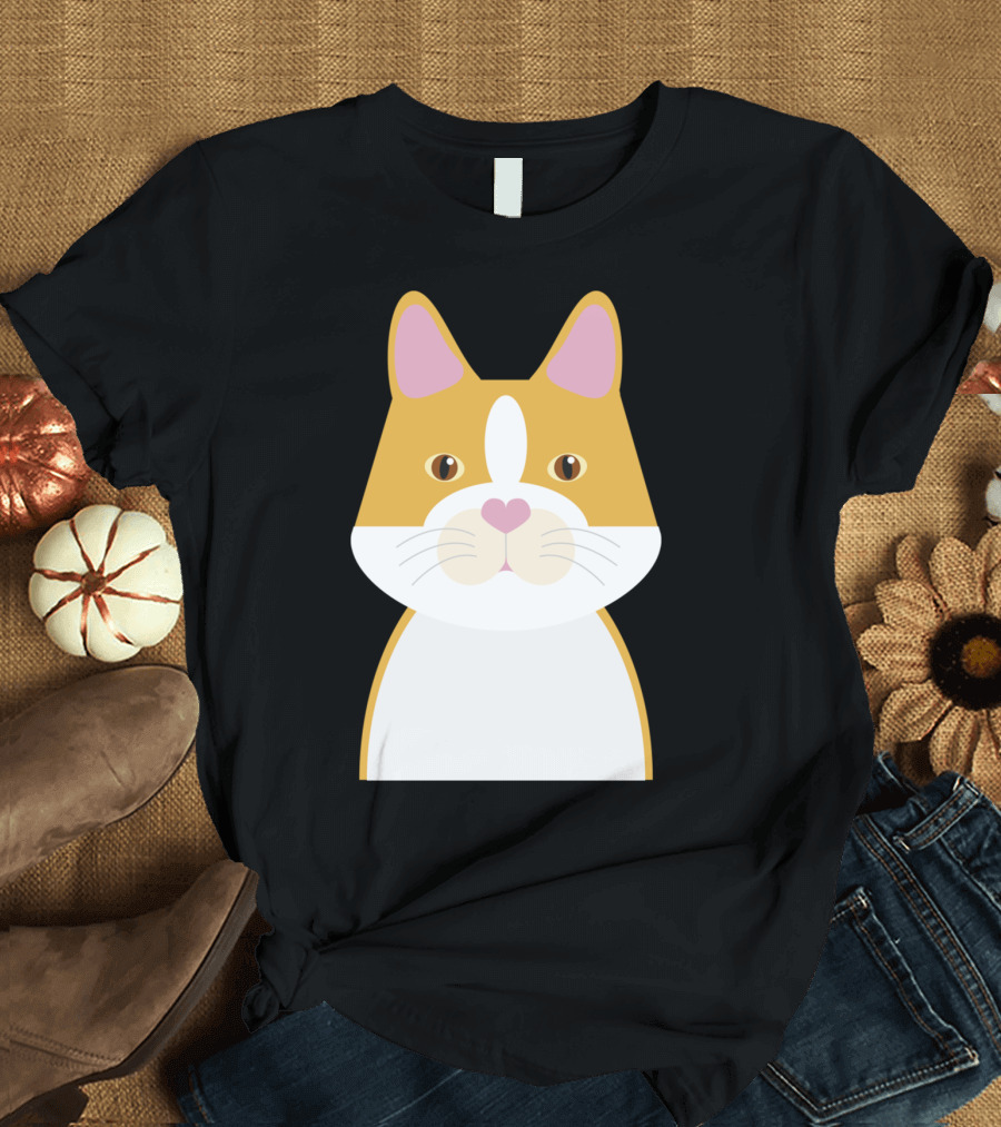 Yellow Cat with Pink Nose and Whiskers T-Shirt