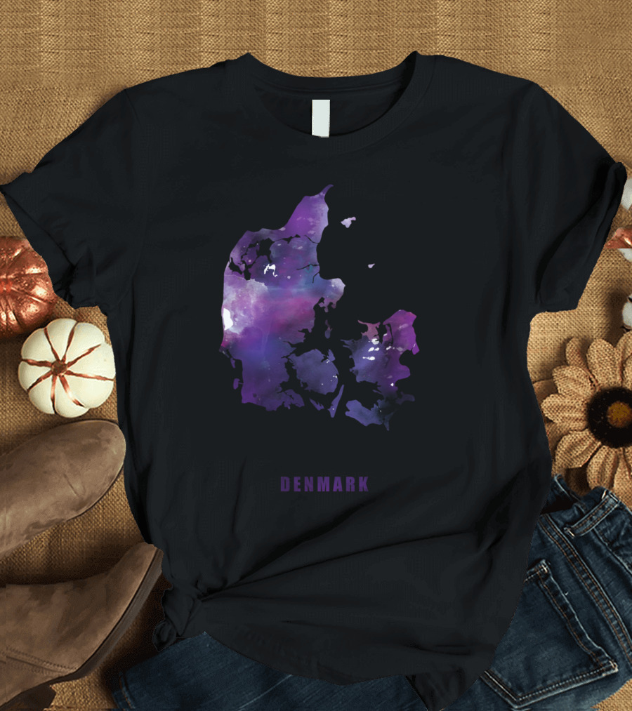 Denmark Map Purple Watercolor T-Shirt