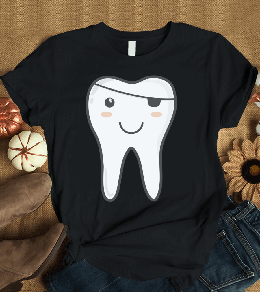 Dental Tooth with Pirate Patch and Smile T-Shirt