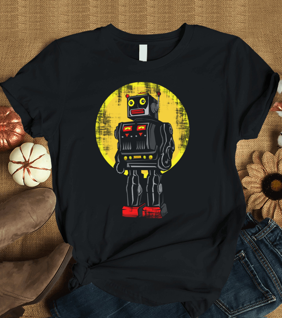 RetroBOT Classic Vintage Robot with Red Boots T-Shirt