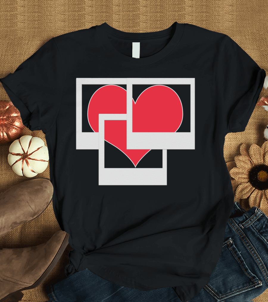 Passion Red Heart Overlapping Polaroids T-Shirt