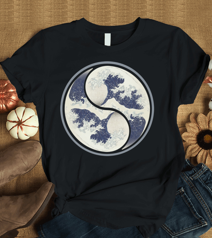 Yin Yang Great Wave Inspired Circular T-Shirt