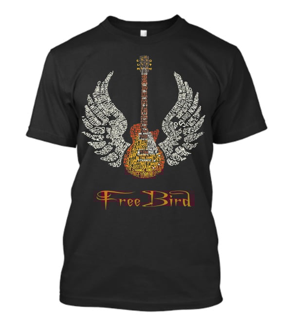 Free Bird Guitar Wings Phrase Art T-Shirt