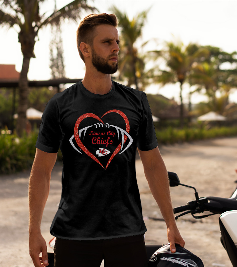 Kansas City Chiefs Heart Football T-Shirt