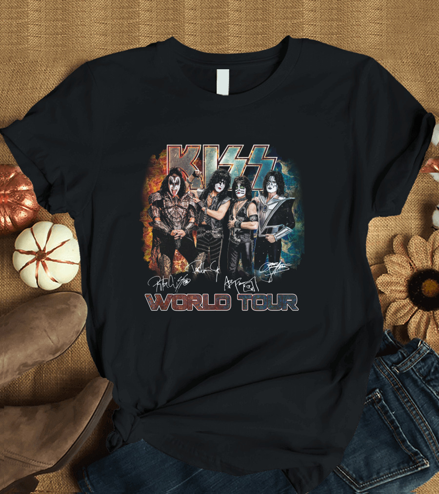 KISS World Tour Signatures Band Classic T-Shirt