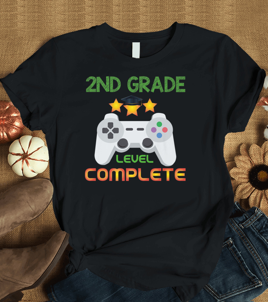 2Nd Grade Level Complete Video Gamer Graduation Controller T-Shirt